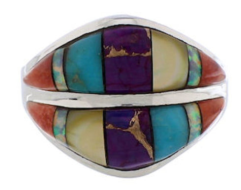 Silver Multicolor Jewelry Southwestern Ring Size 8-3/4 MX23392