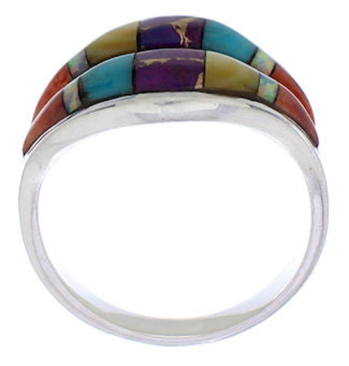 Silver Multicolor Jewelry Southwestern Ring Size 8-3/4 MX23392