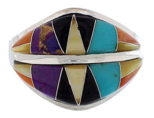 Sterling Silver Jewelry Turquoise Multicolor Ring Size 7-3/4 MX23425