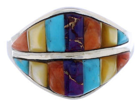 Silver Multicolor Jewelry Southwestern Ring Size 8-3/4 MX23462