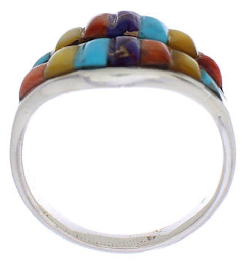 Silver Multicolor Jewelry Southwestern Ring Size 8-3/4 MX23462