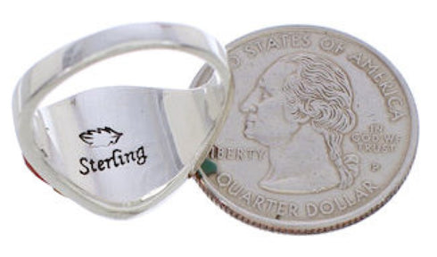 Southwest Sterling Silver Multicolor Jewelry Ring Size 7-3/4 MX23468