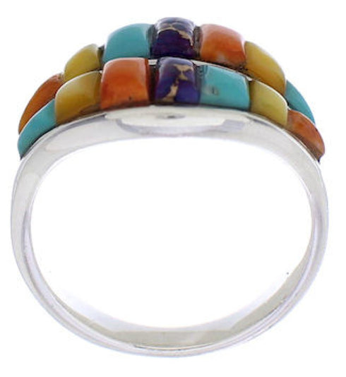 Sterling Silver Southwest Jewelry Multicolor Ring Size 7-3/4 MX23478