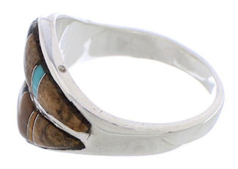 Tiger Eye Multicolor Inlay Sterling Silver Ring Size 7-3/4 MX23485