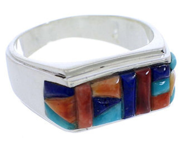 Multicolor Southwestern Jewelry Silver Ring Size 12-1/2 EX22197