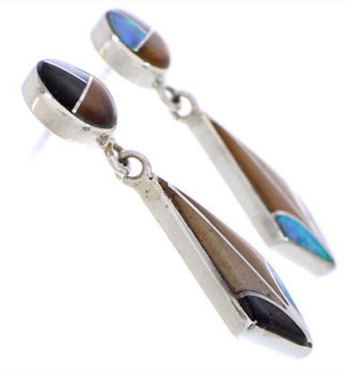 Multicolor Tiger Eye Silver Jewelry Post Dangle Earrings MX21923