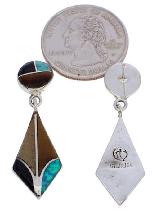 Multicolor Tiger Eye Silver Jewelry Post Dangle Earrings MX21923