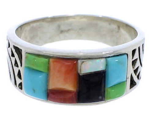 Sterling Silver Multicolor Turquoise Ring Size 5-3/4 VX36200