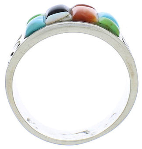 Sterling Silver Multicolor Turquoise Ring Size 5-3/4 VX36200