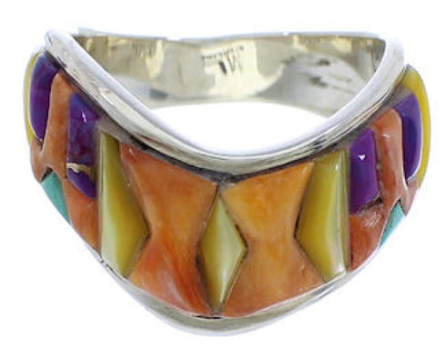 Multicolor Turquoise And Oyster Shell Jewelry Ring Size 7-1/2 VX36303