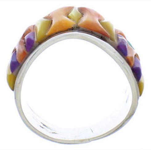 Multicolor Turquoise And Oyster Shell Jewelry Ring Size 7-1/2 VX36303