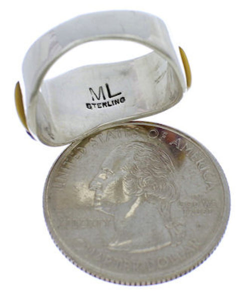 Multicolor Turquoise And Oyster Shell Jewelry Ring Size 7-1/2 VX36303