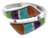 Genuine Sterling Silver Multicolor Inlay Ring Size 8-1/2 VX36326