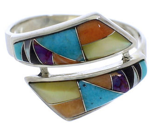Multicolor Inlay Sterling Silver Ring Size 6-3/4 VX36353