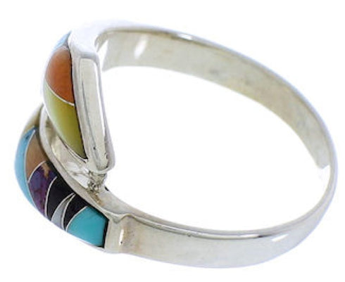Multicolor Inlay Sterling Silver Ring Size 6-3/4 VX36353