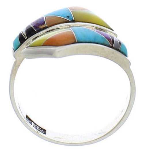 Multicolor Inlay Sterling Silver Ring Size 6-3/4 VX36353