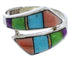 Multicolor Turquoise Inlay Sterling Silver Ring Size 7-1/4 VX36408