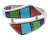 Genuine Sterling Silver Multicolor Inlay Ring Size 5-3/4 VX36429
