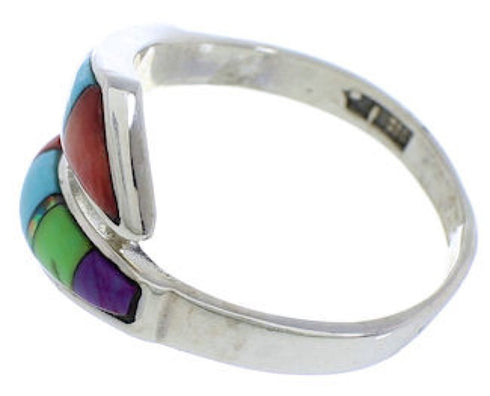 Multicolor Turquoise Inlay Jewelry Ring Size 8-1/4 VX36434