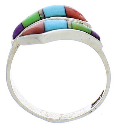 Multicolor Turquoise Inlay Jewelry Ring Size 8-1/4 VX36434