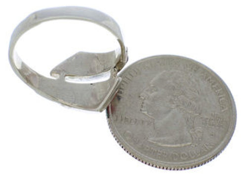 Genuine Sterling Silver Multicolor Inlay Ring Size 5-3/4 VX36429