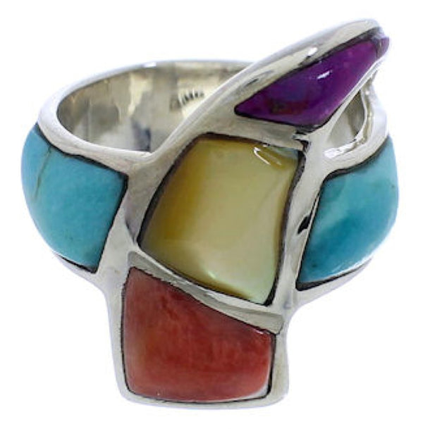 Sterling Silver Multicolor Turquoise Jewelry Ring Size 5-1/4 VX36441