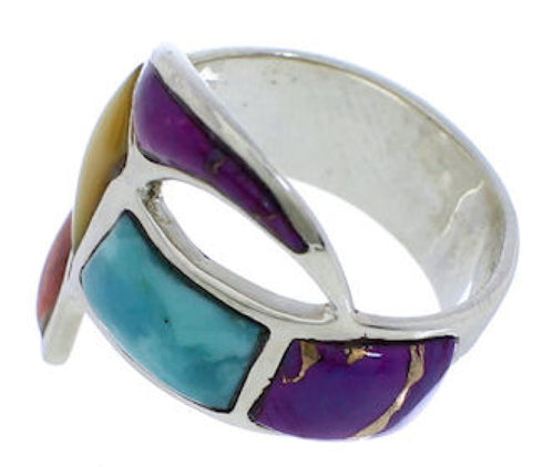 Sterling Silver Multicolor Turquoise Jewelry Ring Size 5-1/4 VX36441