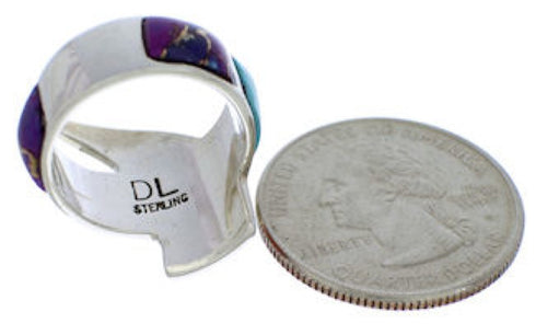 Sterling Silver Multicolor Turquoise Jewelry Ring Size 5-1/4 VX36441