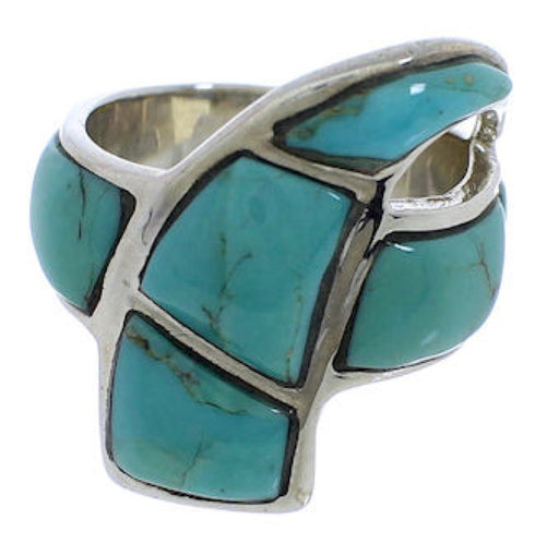Turquoise Inlay Sterling Silver Ring Size 5-1/4 VX36455