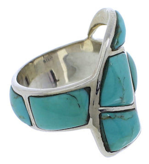 Turquoise Inlay Sterling Silver Ring Size 5-1/4 VX36455