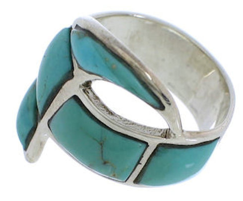 Turquoise Inlay Sterling Silver Ring Size 5-1/4 VX36455