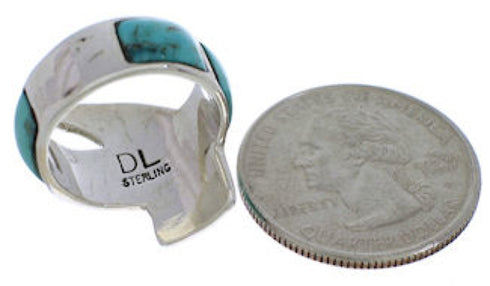 Turquoise Inlay Sterling Silver Ring Size 5-1/4 VX36455