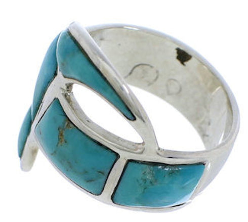 Southwest Turquoise Inlay Ring Size 5-1/4 VX36460