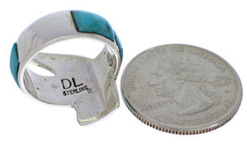 Southwest Turquoise Inlay Silver Ring Size 5-3/4 GS56187