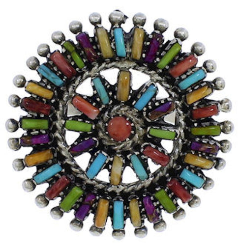 Turquoise Multicolor Jewelry Sterling Silver Ring Size 8-1/2 VX36485