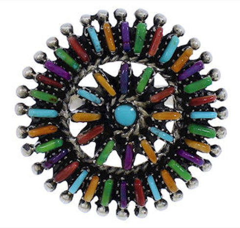 Multicolor Turquoise Sterling Silver Jewelry Ring Size 8-1/4 VX36495