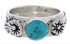 Silver Turquoise Flower Southwestern Jewelry Ring Size 5-3/4 TX26996