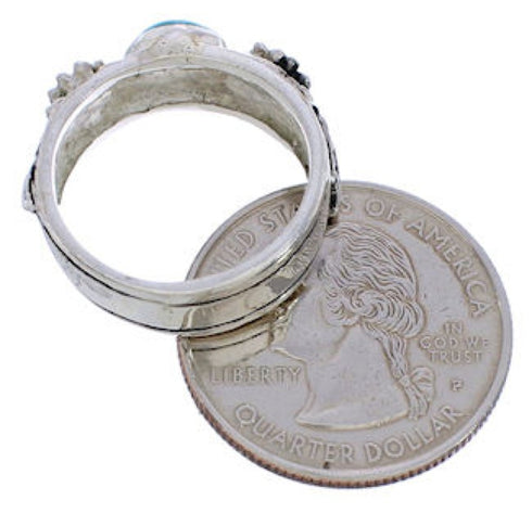 Silver Turquoise Flower Southwest Jewelry Ring Size 5-1/2 TX26993