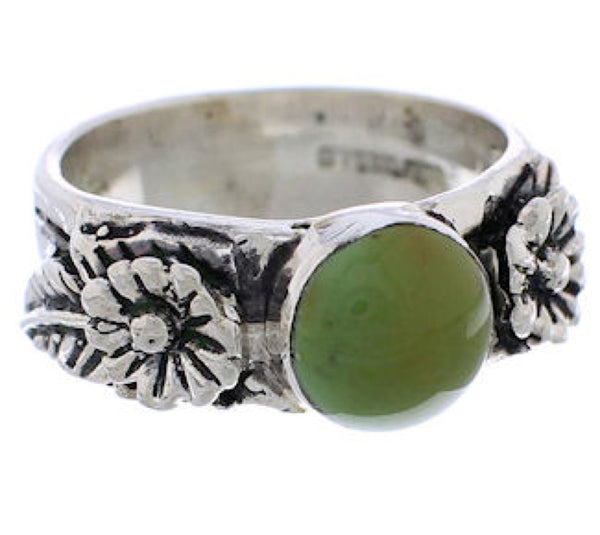 Flower Silver Turquoise Southwestern Jewelry Ring Size 5-3/4 TX27959