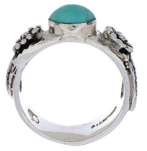 Silver Turquoise Flower Southwestern Jewelry Ring Size 5-3/4 TX27969