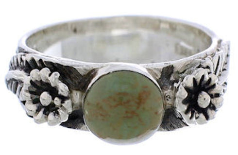 Flower Sterling Silver Turquoise Southwestern Ring Size 8-1/2 TX27973