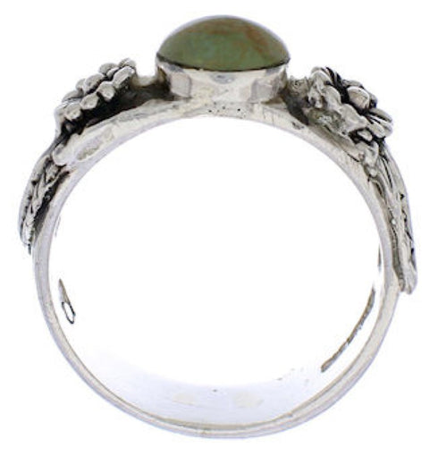 Flower Sterling Silver Turquoise Southwestern Ring Size 8-1/2 TX27973