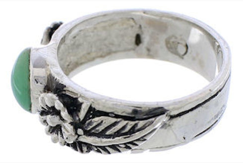 Turquoise Southwest Sterling Silver Flower Ring Size 7-1/2 TX28003