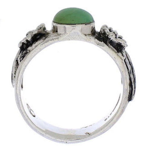 Turquoise Southwest Sterling Silver Flower Ring Size 7-1/2 TX28003