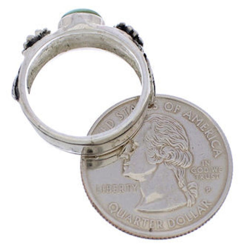 Southwest Sterling Silver Turquoise Flower Ring Size 6-1/4 TX28000