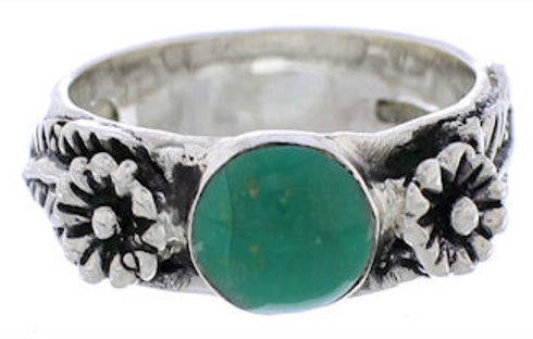 Southwest Silver Turquoise Flower Ring Jewelry Size 7-1/2 TX28004