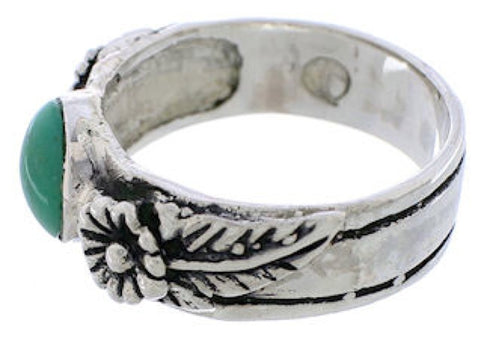 Southwest Silver Turquoise Flower Ring Jewelry Size 7-1/2 TX28004
