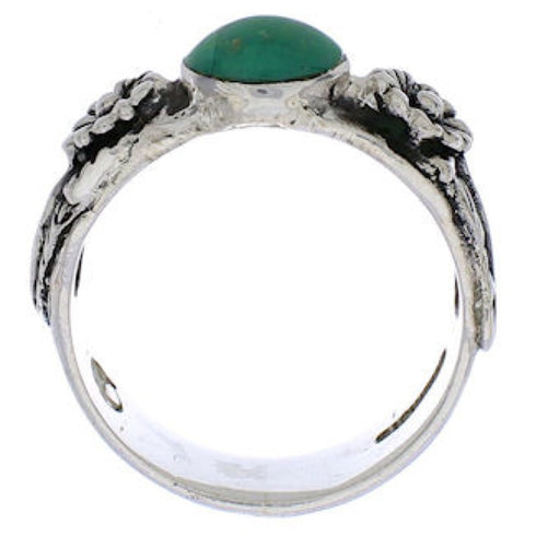 Southwest Silver Turquoise Flower Ring Jewelry Size 7-1/2 TX28004
