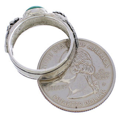 Southwest Silver Turquoise Flower Ring Jewelry Size 7-1/2 TX28004