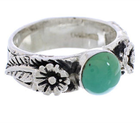 Southwest Sterling Silver Turquoise Flower Ring Size 7-1/2 TX28116